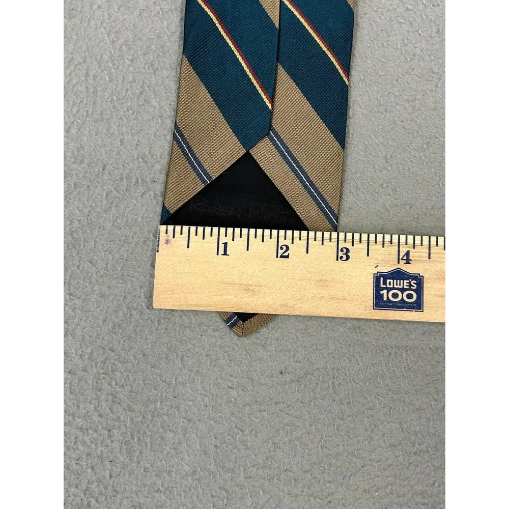 Robert Talbott Tie Mens H. Davis‎ & Sons 100% Silk Hand Sewn Teal Tan Stripped